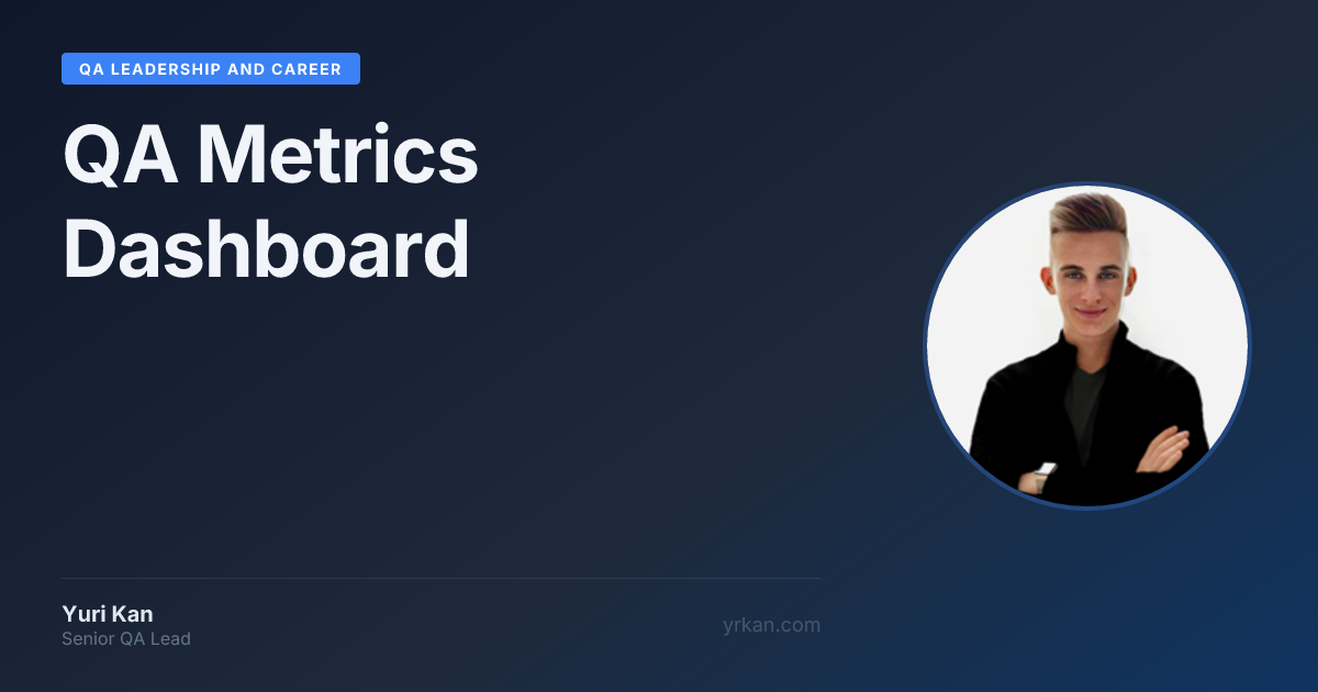 QA Metrics Dashboard | QA Leadership and Career · Yuri Kan